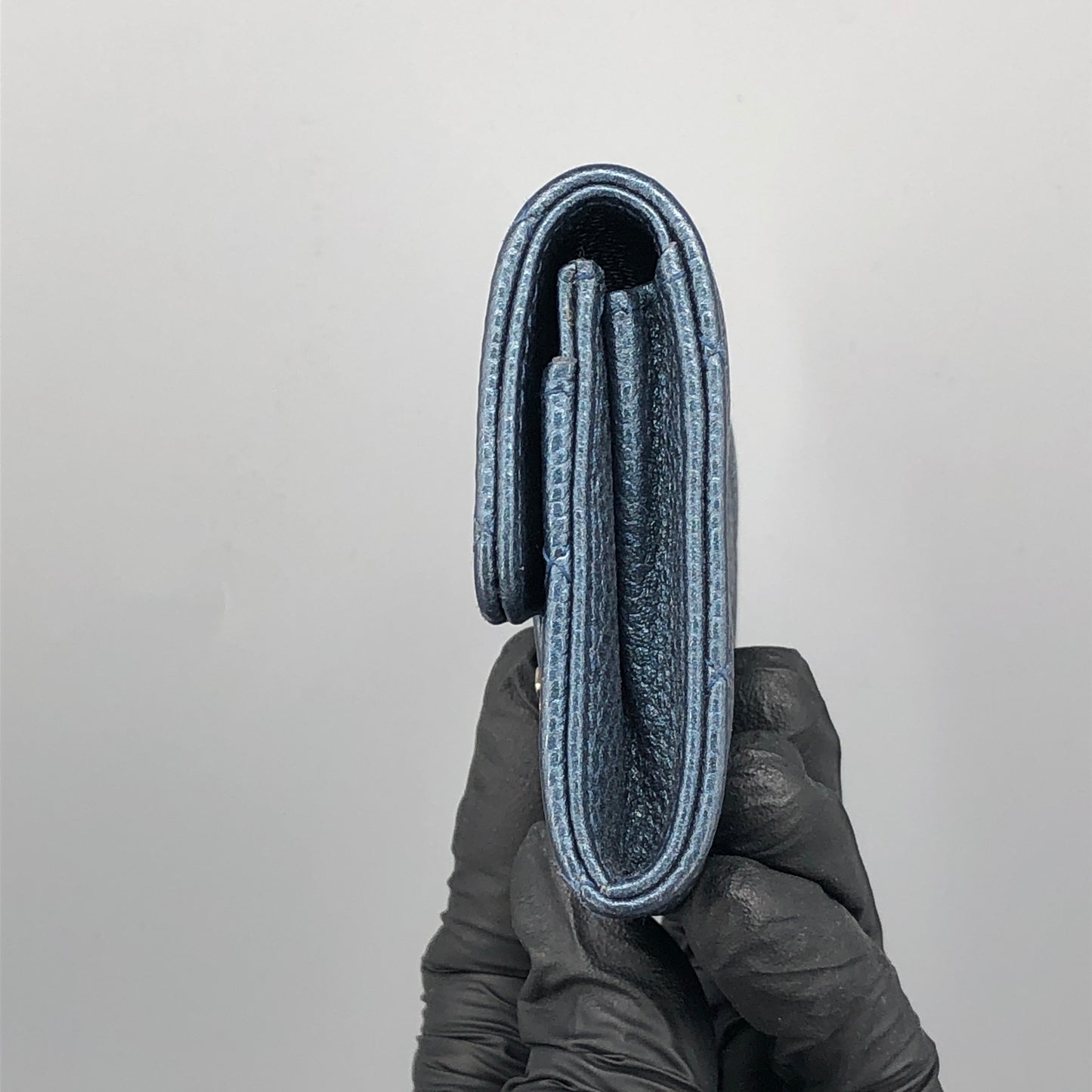 Chanel Classic Flap Blue Caviar Leather Short Wallet