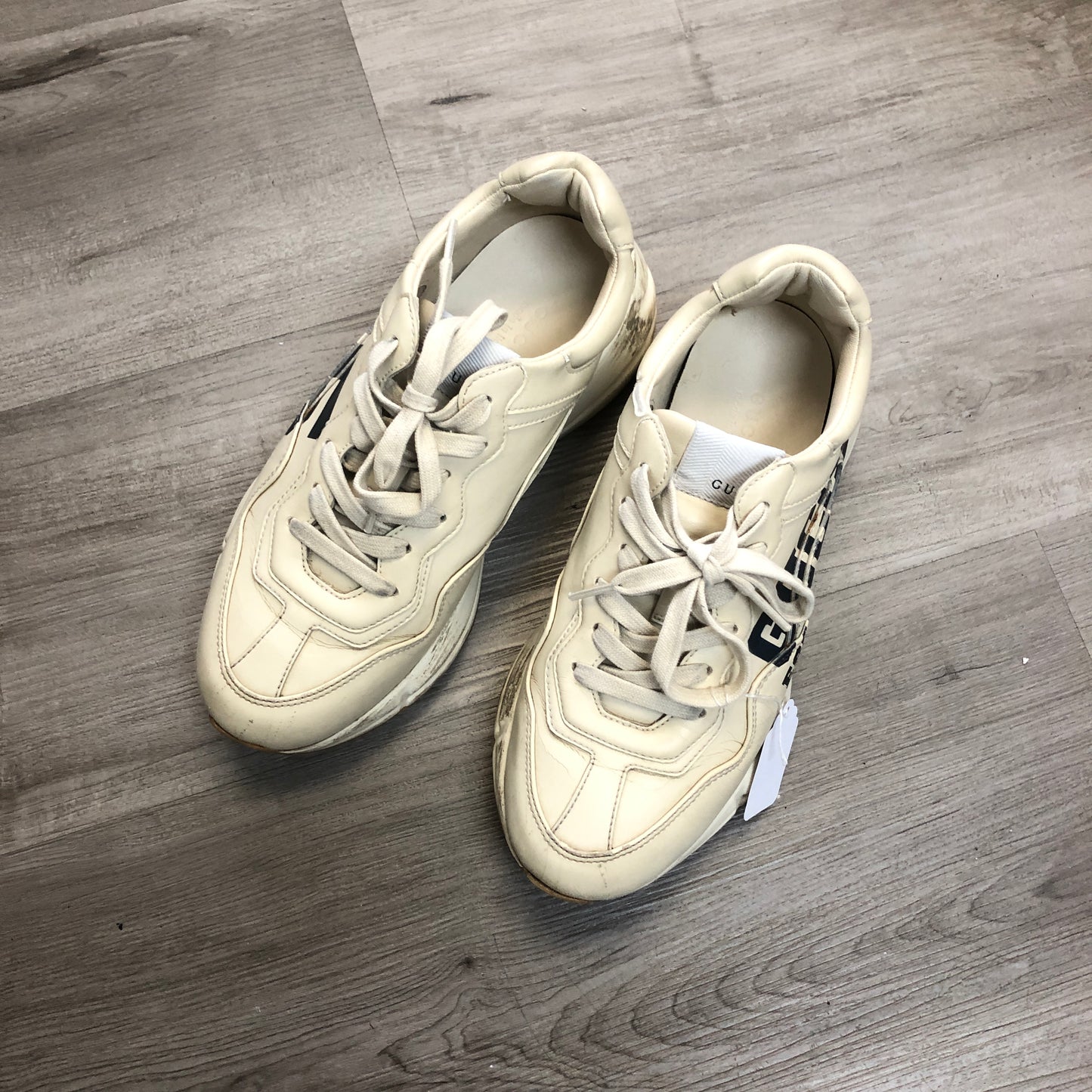 Gucci Rhyton Vintage Print Leather Dad Sneaker Shoes 36 Ivory