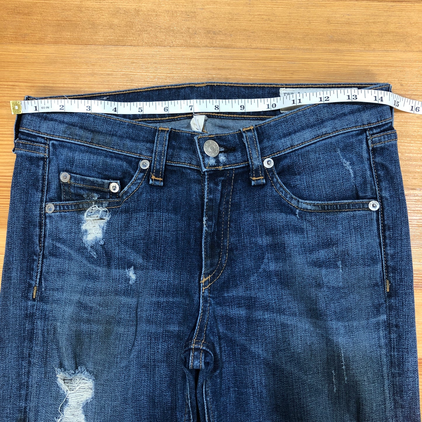 Rag & Bone Skinny Fit Distressed Jeans, Size 26, Blue