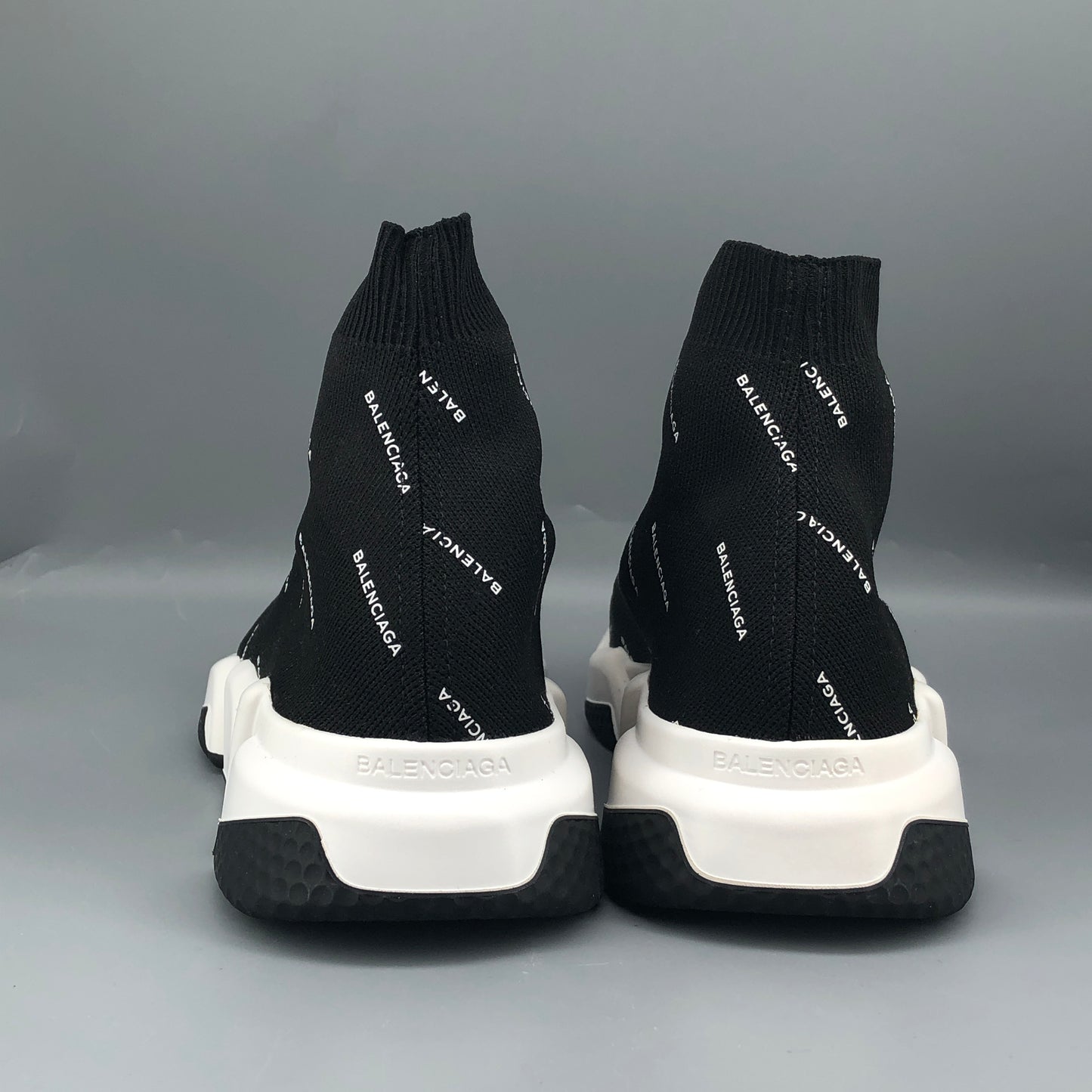 Balenciaga Speed Full Logo Knit Sneakers Black Size 41