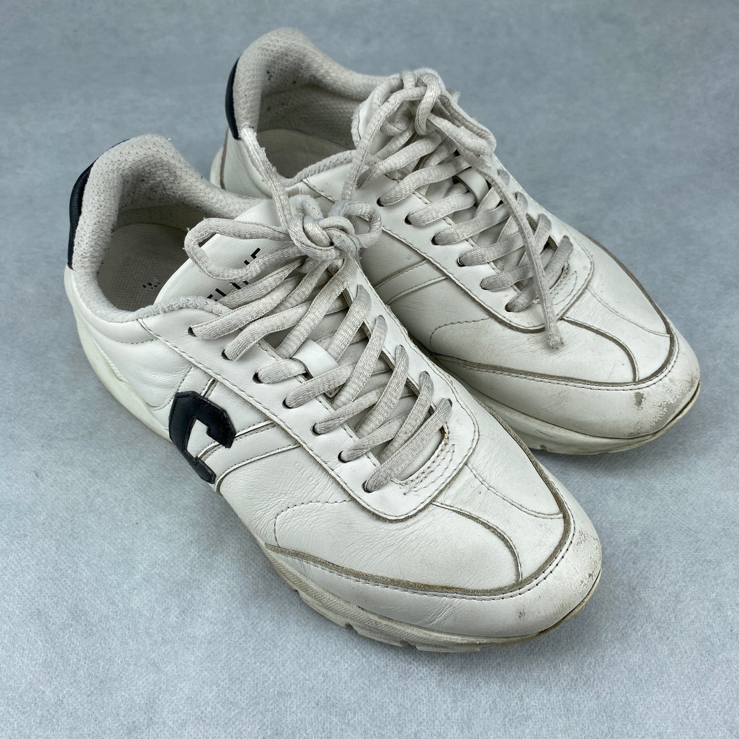 Celine Women's C Logo Low Top Leather Sneakers Size 37.5 White