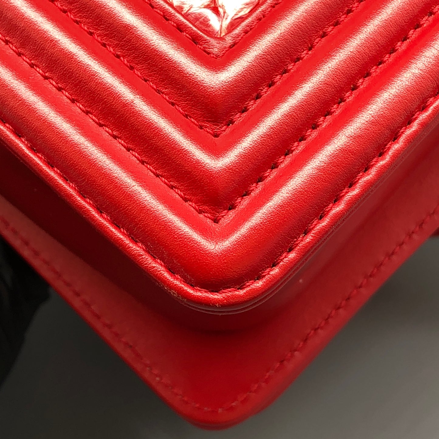 Chanel Small Red Python Leather Boy Flap Bag