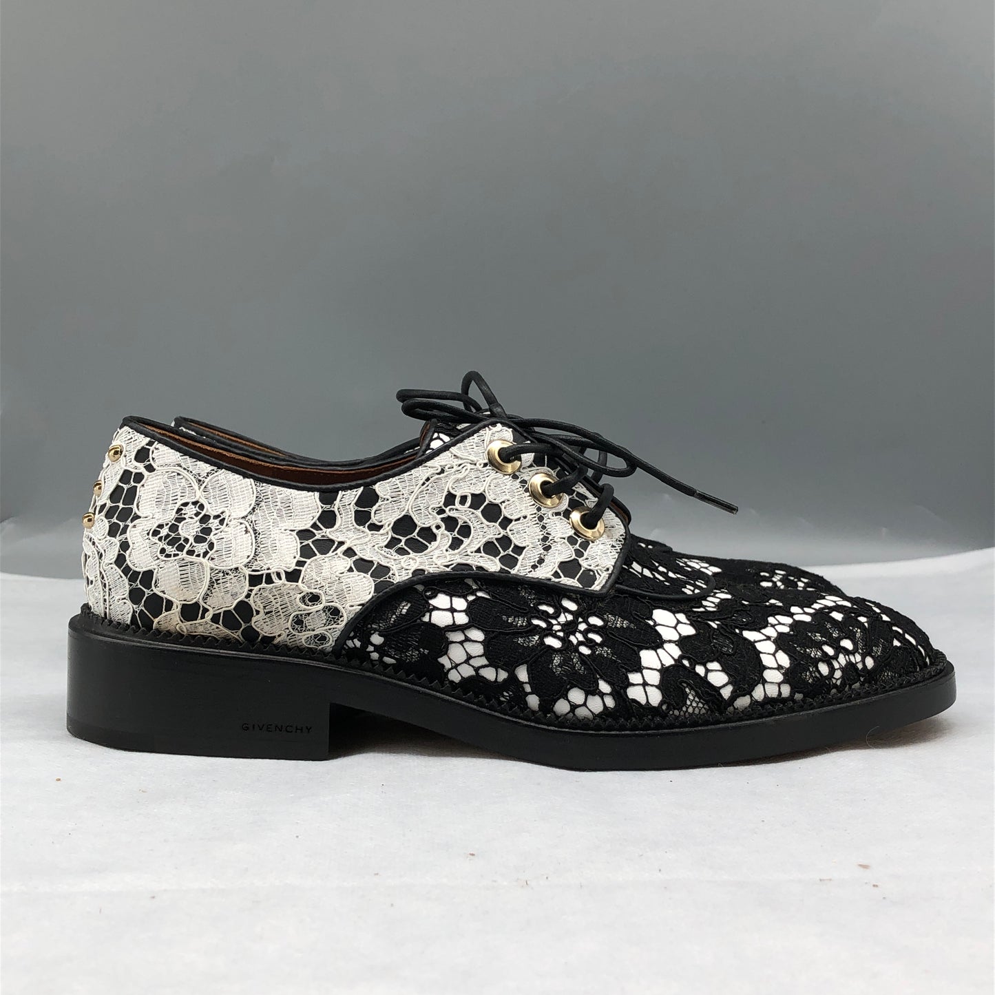 Givenchy Women's Black & White Patterned Derby Shoes shoes 37