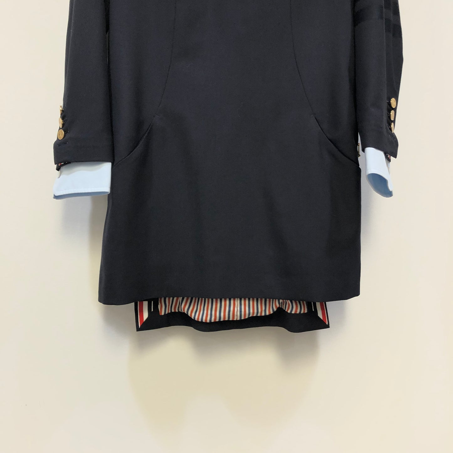 Thom Browne Navy Blue Long Sleeve Shirt Dress Size 38