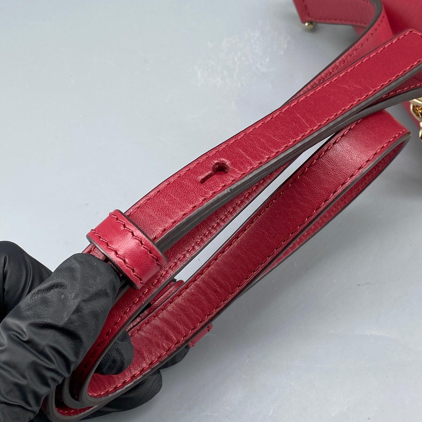 Michael Kors Red Leather Mini Vertical Crossbody Bag