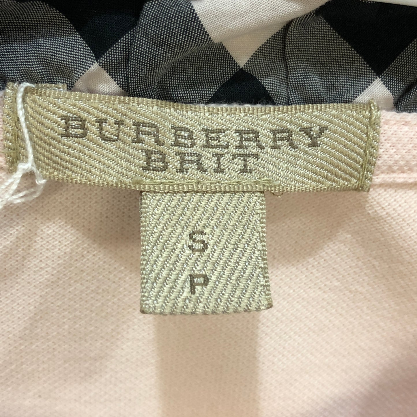 Burberry Vintage Check Collar Horse Embroidery Pique Polo Shirt Size S Pink Black Khaki Color Matching