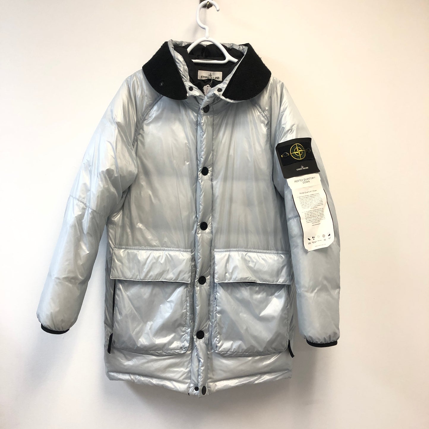 Stone Island Light Blue Pertex Down Parka Size S