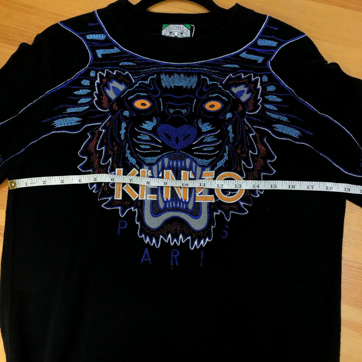 Kenzo Black Classic Tiger Embroidered Crew Neck Sweatshirt L