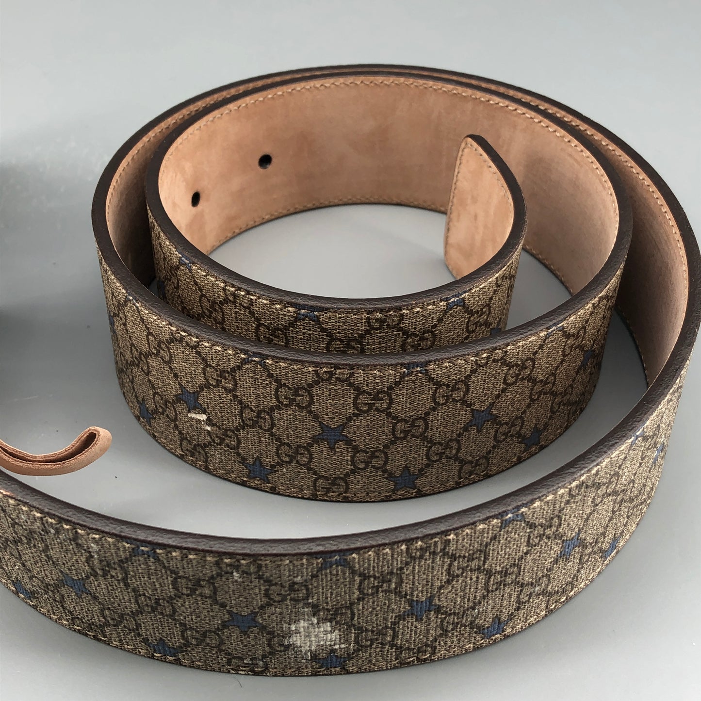 Gucci Beige GG Supreme Star canvas Interlocking Belt 85cm