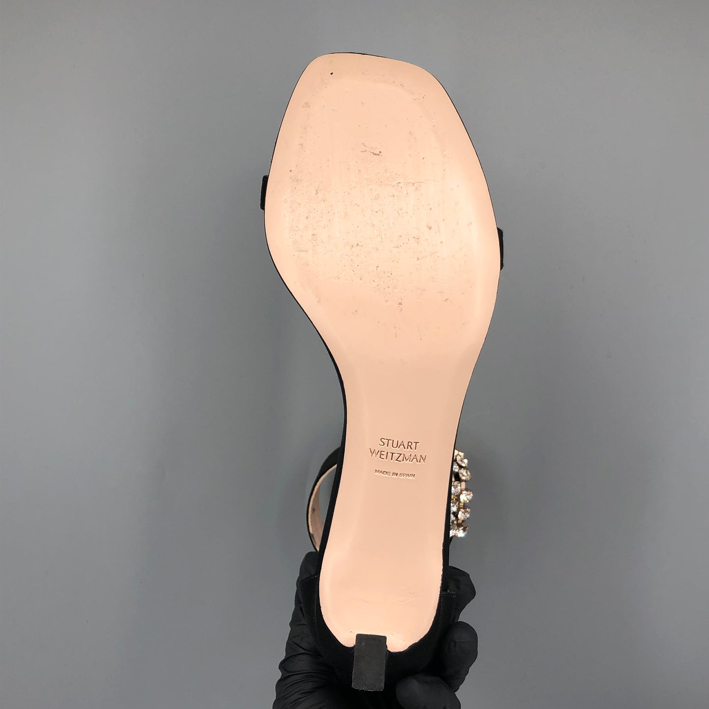 Stuart Weitzman Women's Crystal Tassel Ankle Strap Sandals Black Size 6