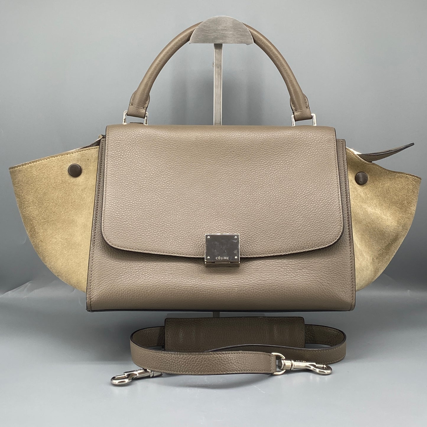 Celine Trapeze Medium Taupe Leather Suede Wing Bag