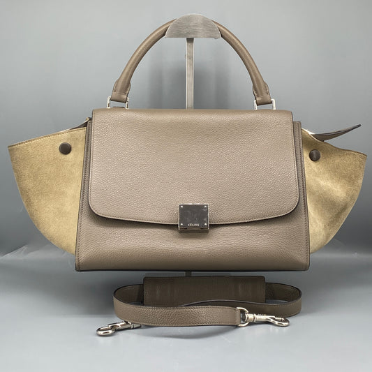 Celine Trapeze Medium Taupe Leather Suede Wing Bag