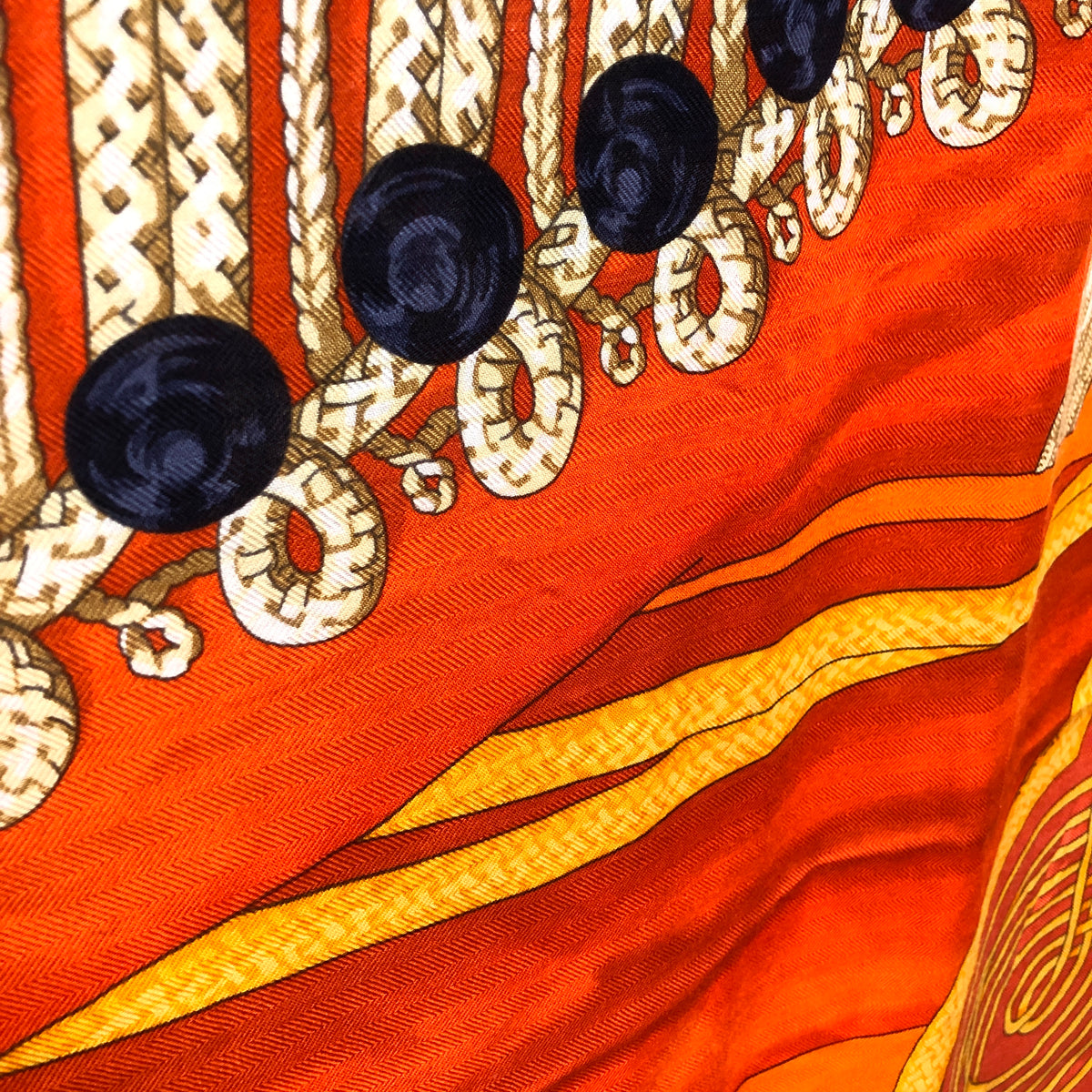 Hermes Orange Silk Cashmere Shawl 136*136 cm
