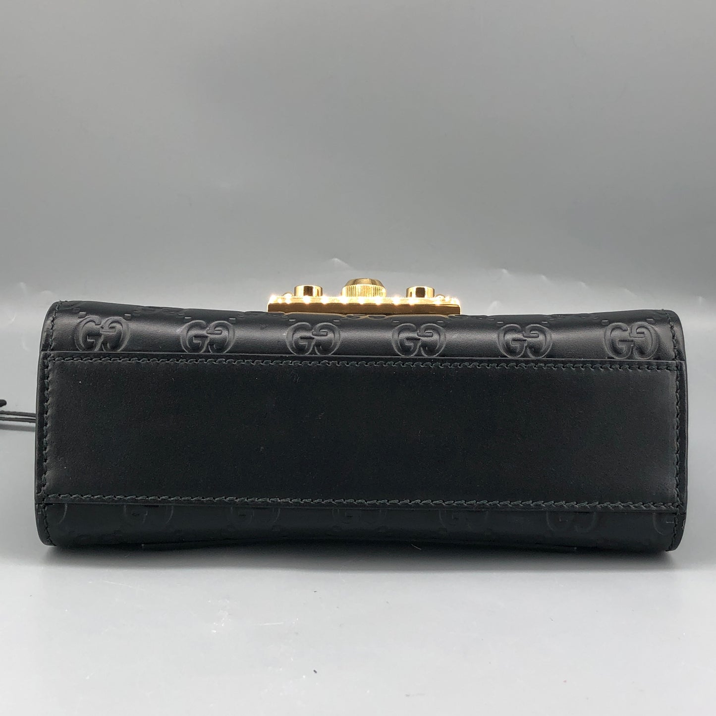 Gucci Black GG Embossed Leather Padlock Shoulder Bag