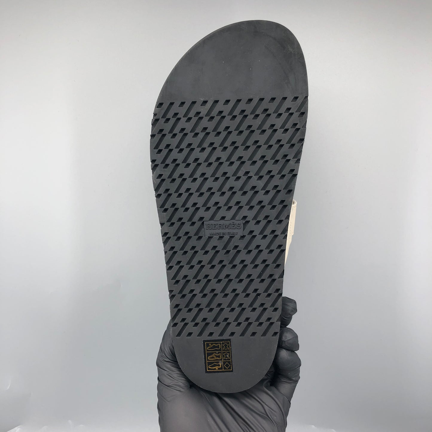 Hermes Chypre Leather Slide Sandals Grey Size 38