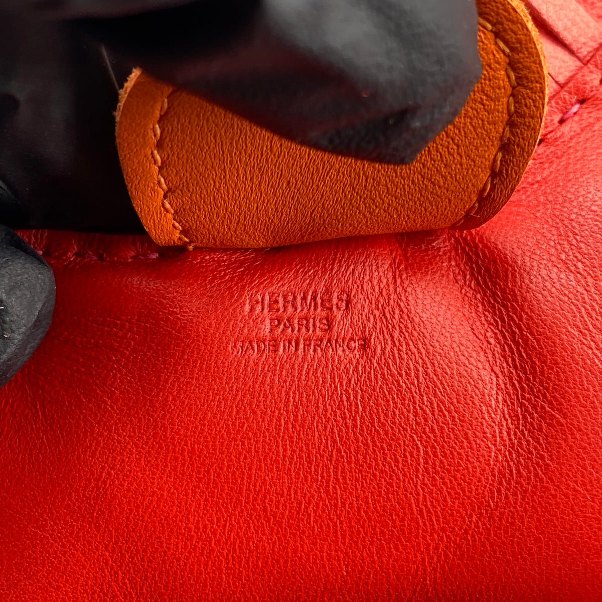 Hermes Rodeo Large Horse Bag Charm Red & Orange Leather