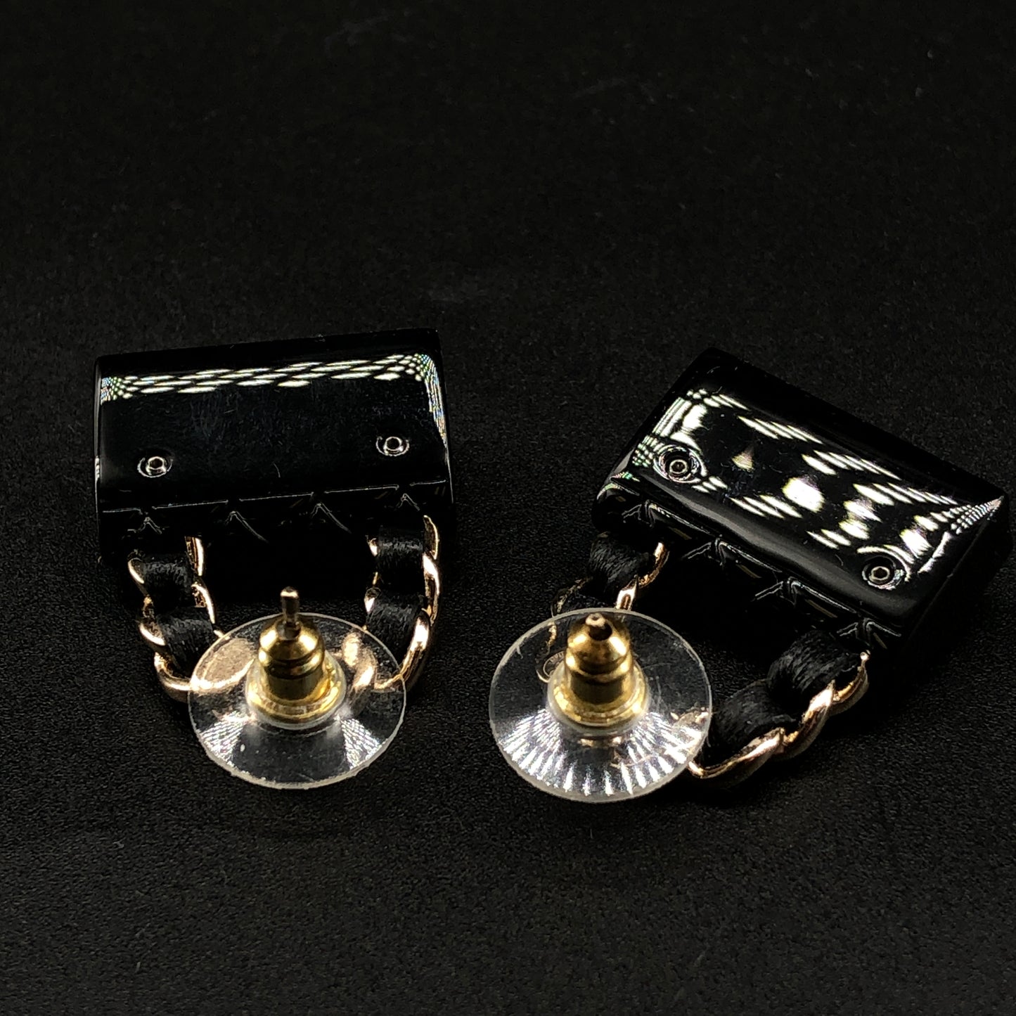 Chanel Mini Classic Flap Bag Earrings Black