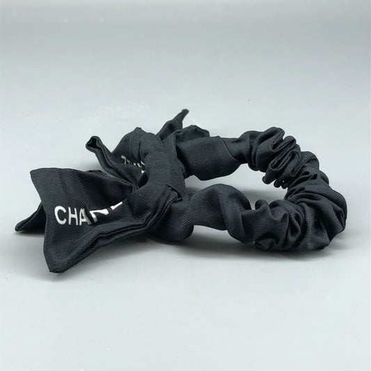 Chanel Logo Scrunchie with Bow Black