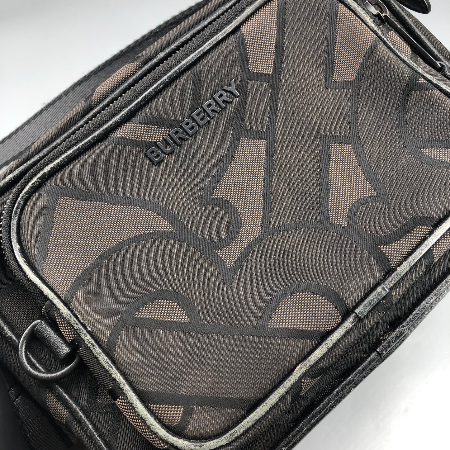 Burberry TB Monogram Canvas Crossbody Camera Bag Black