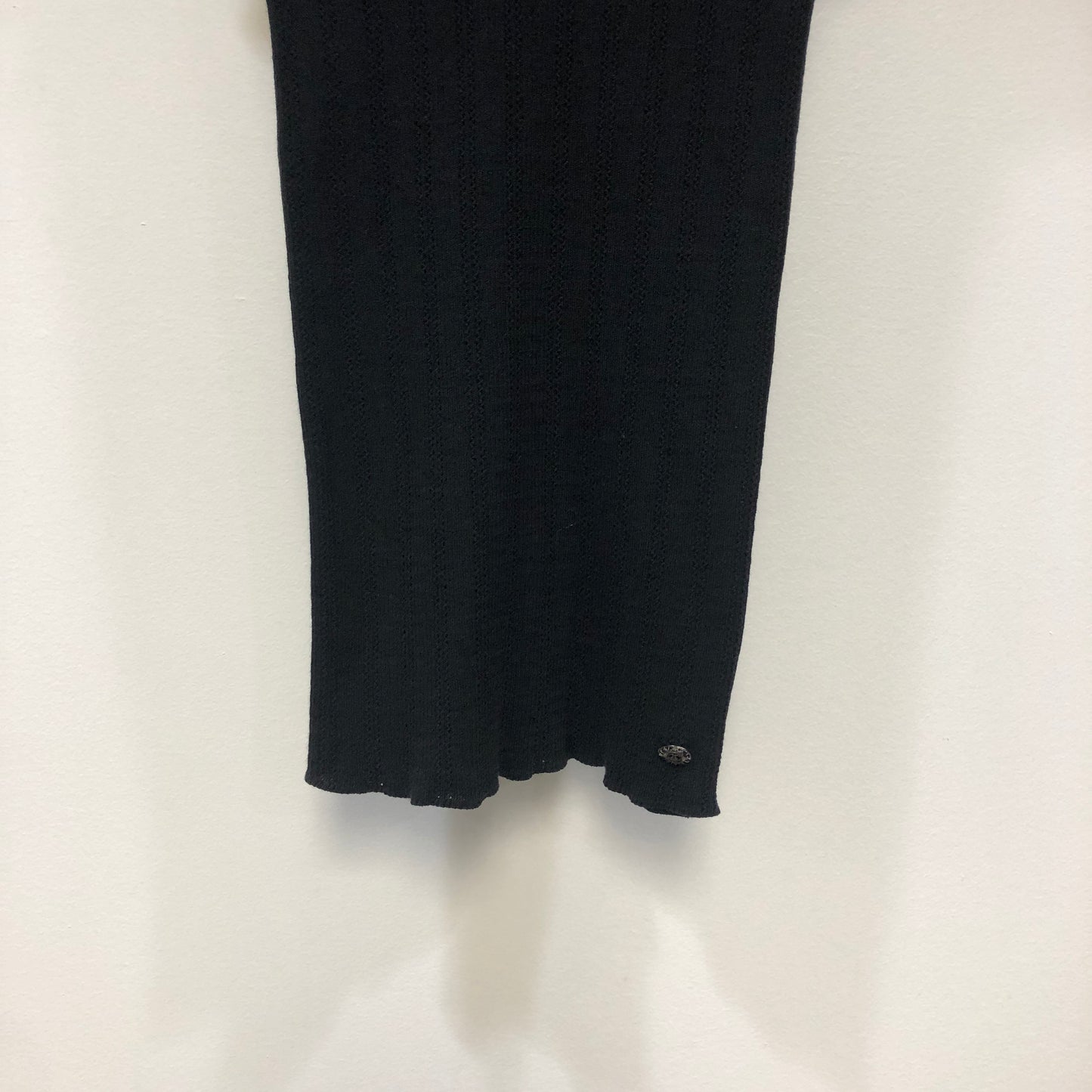 Chanel Black Ribbed Knit Short Sleeve Top Size 34