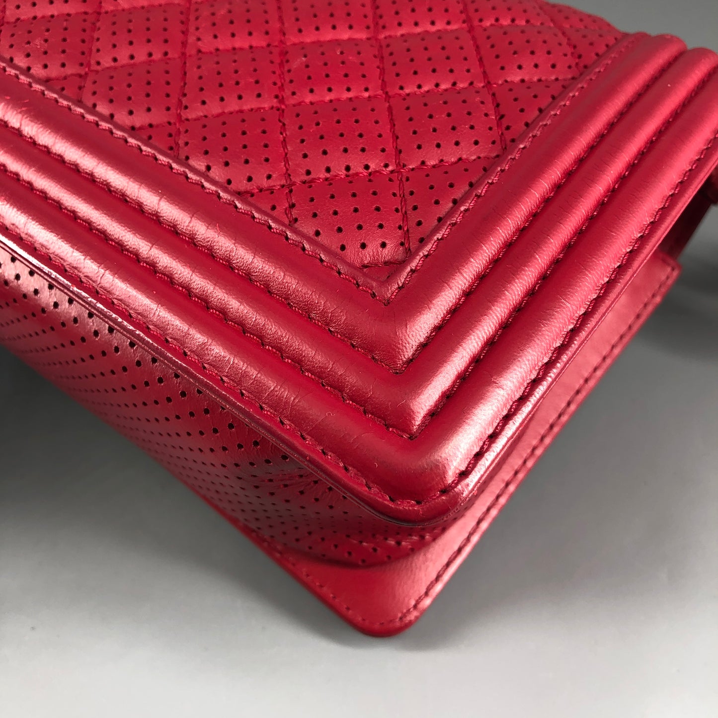 Chanel Boy Perforated Lambskin Quilted Shoulder Bag  Hot Pink