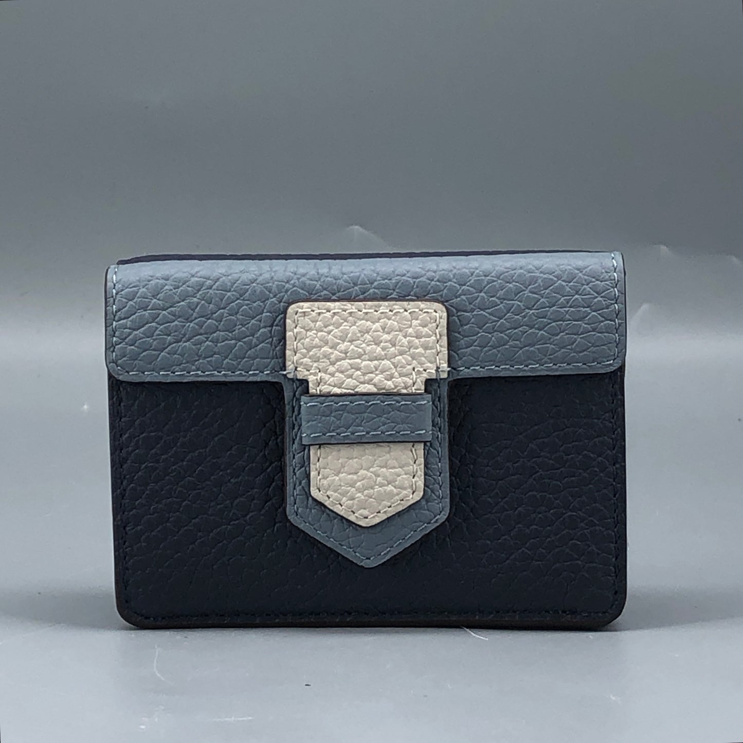 Delvaux Leather Card Holder Wallet Navy