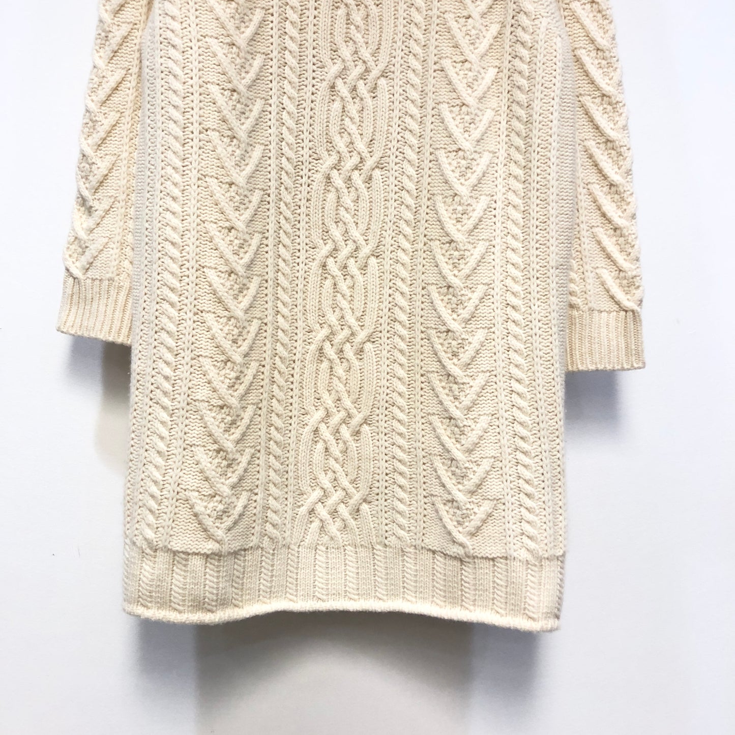 Intrend Off White Cable Knit Turtleneck Midi Sweater Dress Size XL