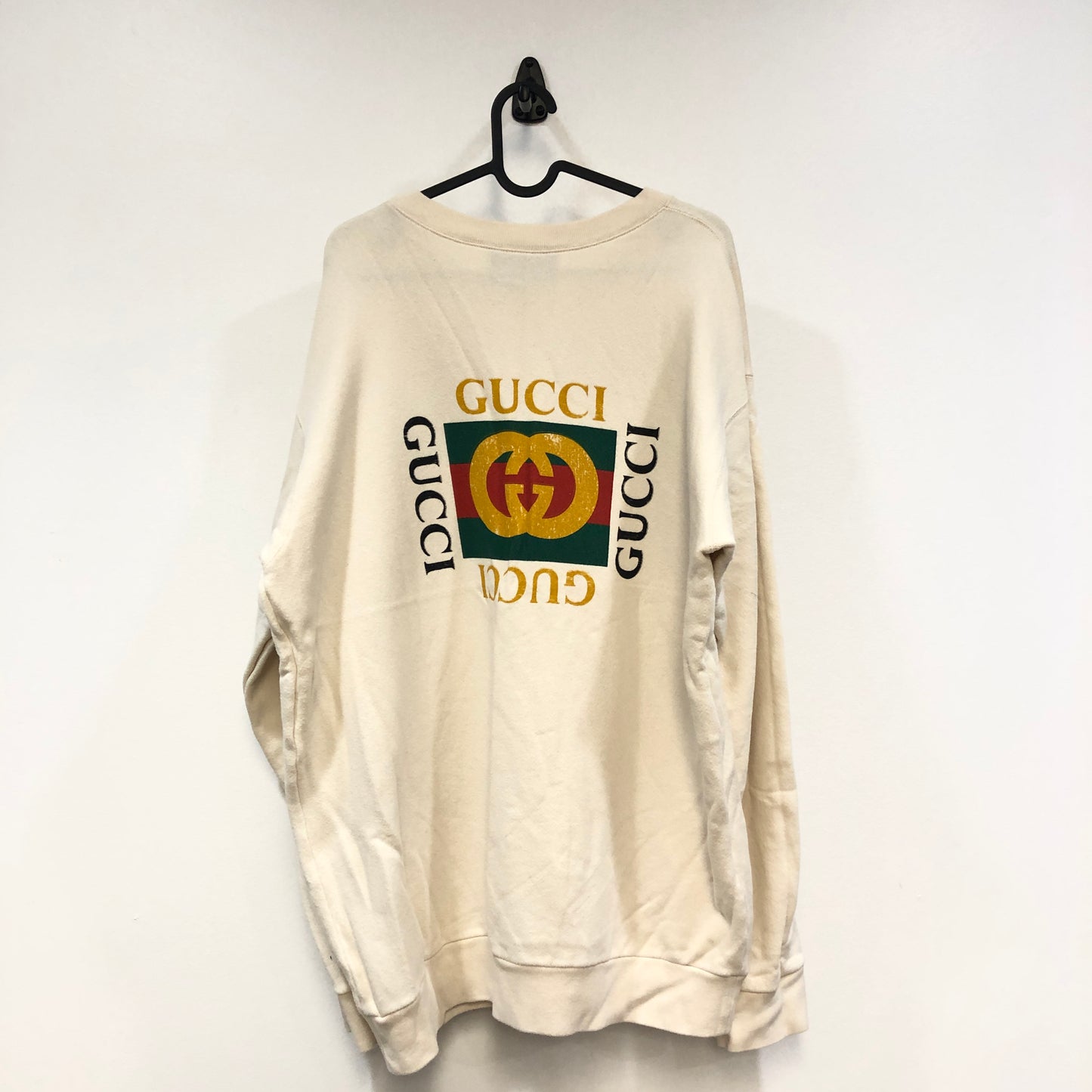 Gucci Off-White Graphic Print Crew Neck Sweatshirt Size L