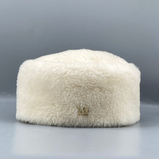 Maxmara Cream Teddy Fuzzy Wool Hat Size 58cm