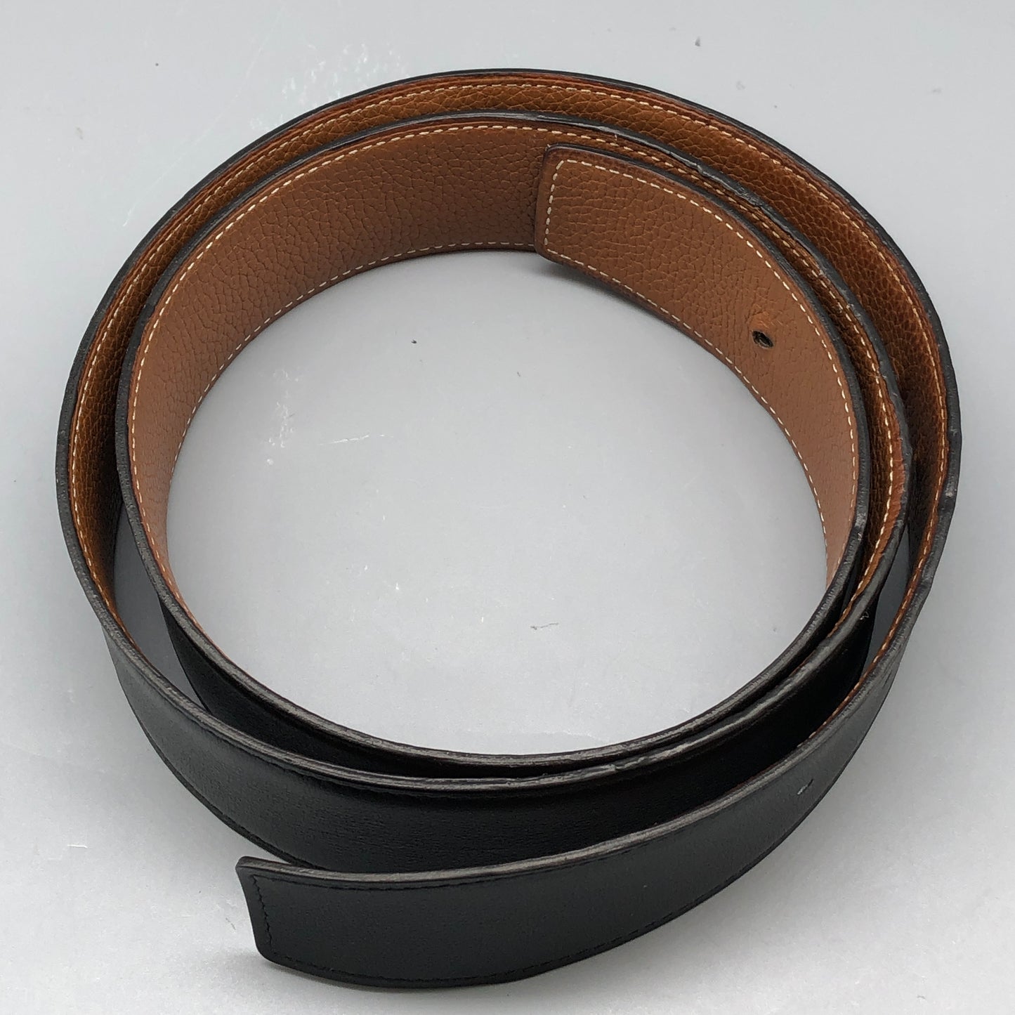 Hermes Black/Caramel Reversible Leather Belt 95cm
