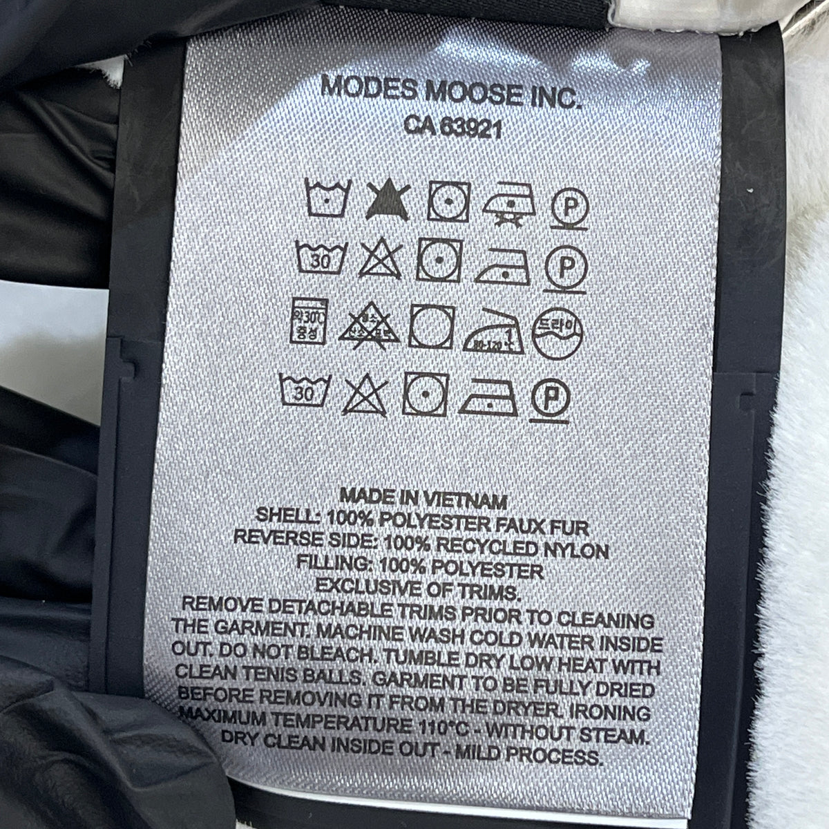 Moose Knuckles  White Hooded Zip Quilted Jacket Size M