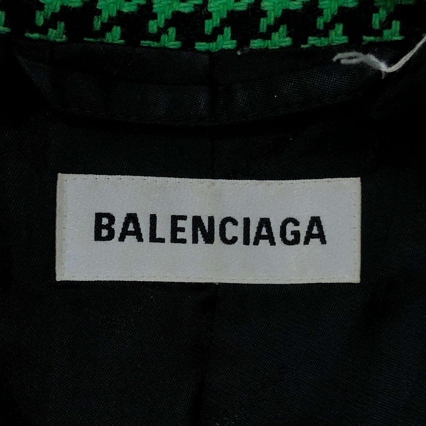 Balenciaga Green Houndstooth Wool Blazer Size 36