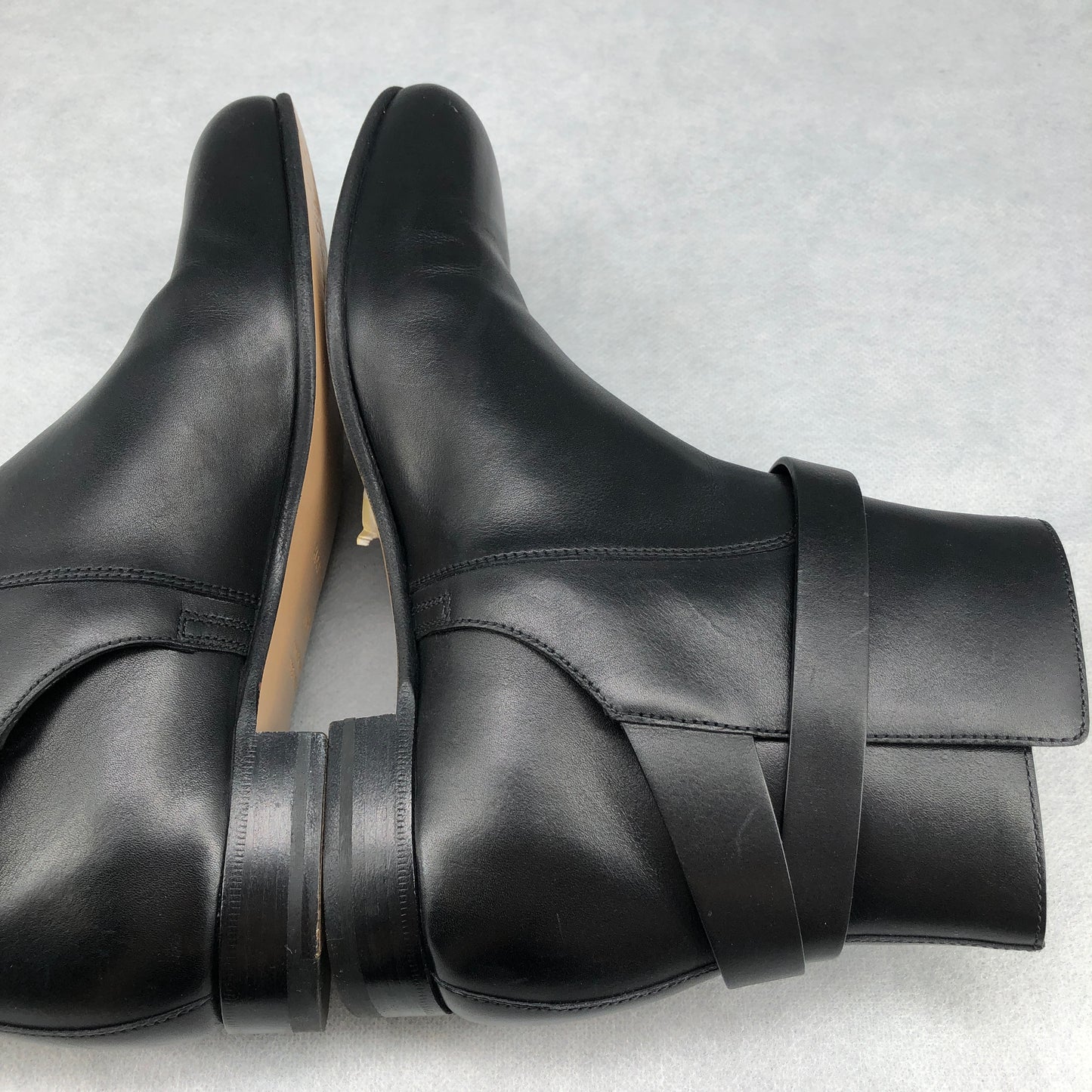 Hermes Black Leather Ankle Boots Size 36.5