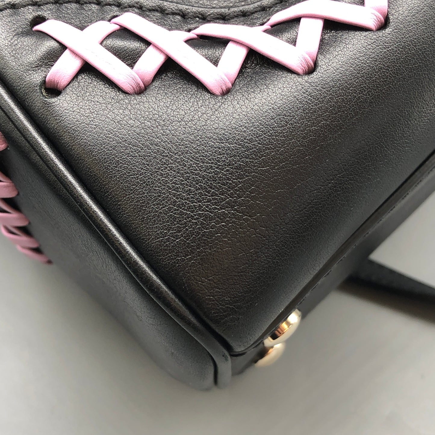 Versace La Medusa Black/Pink Leather Small Tote Bag