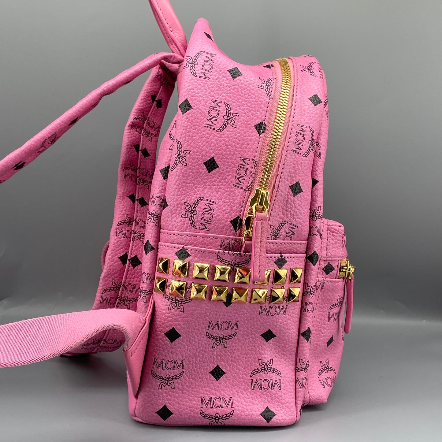MCM Pink Visetos Print Backpack