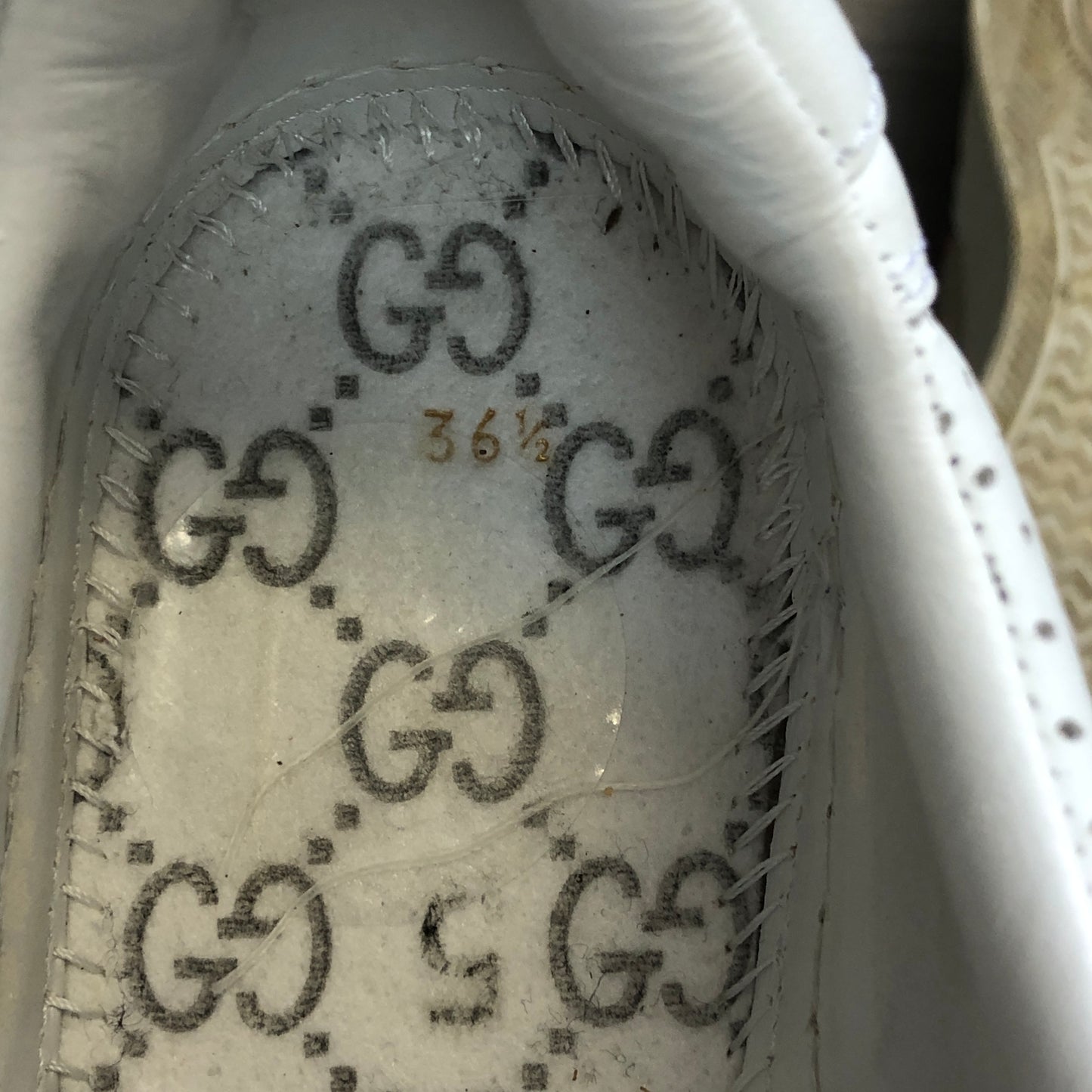 Gucci Ace GG Supreme Canvas Web Sneaker Shoes 36 White Blue Red
