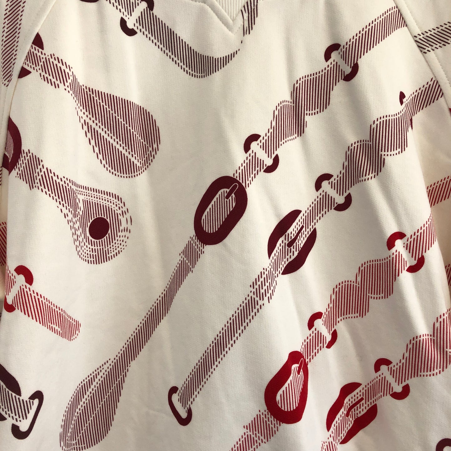 NWT Hermes Women's Printed Cotton Crewneck Sweatshirt Size 44 White/Red