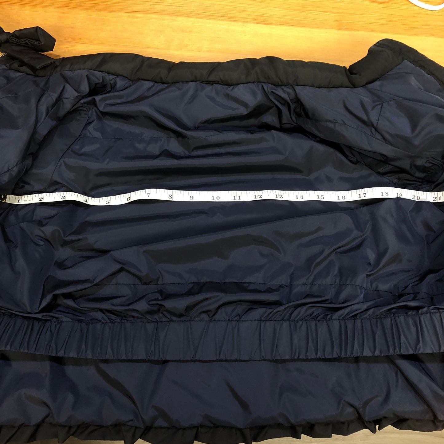 Miu Miu Black Ruffle Trim Quilted Down Jacket Size 36