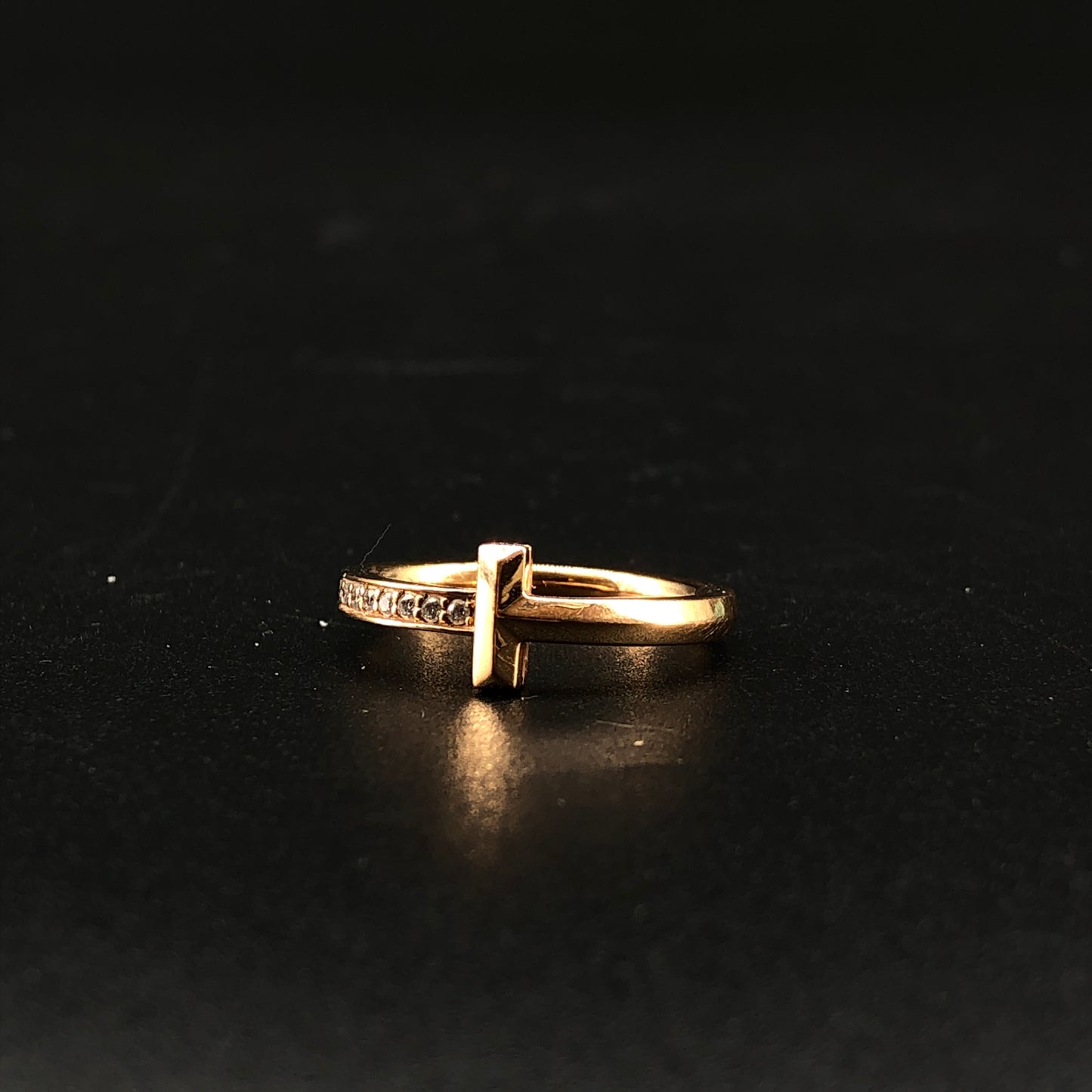 Tiffany & Co. 18K Gold T Tapered Band Ring Size 56mm AU750