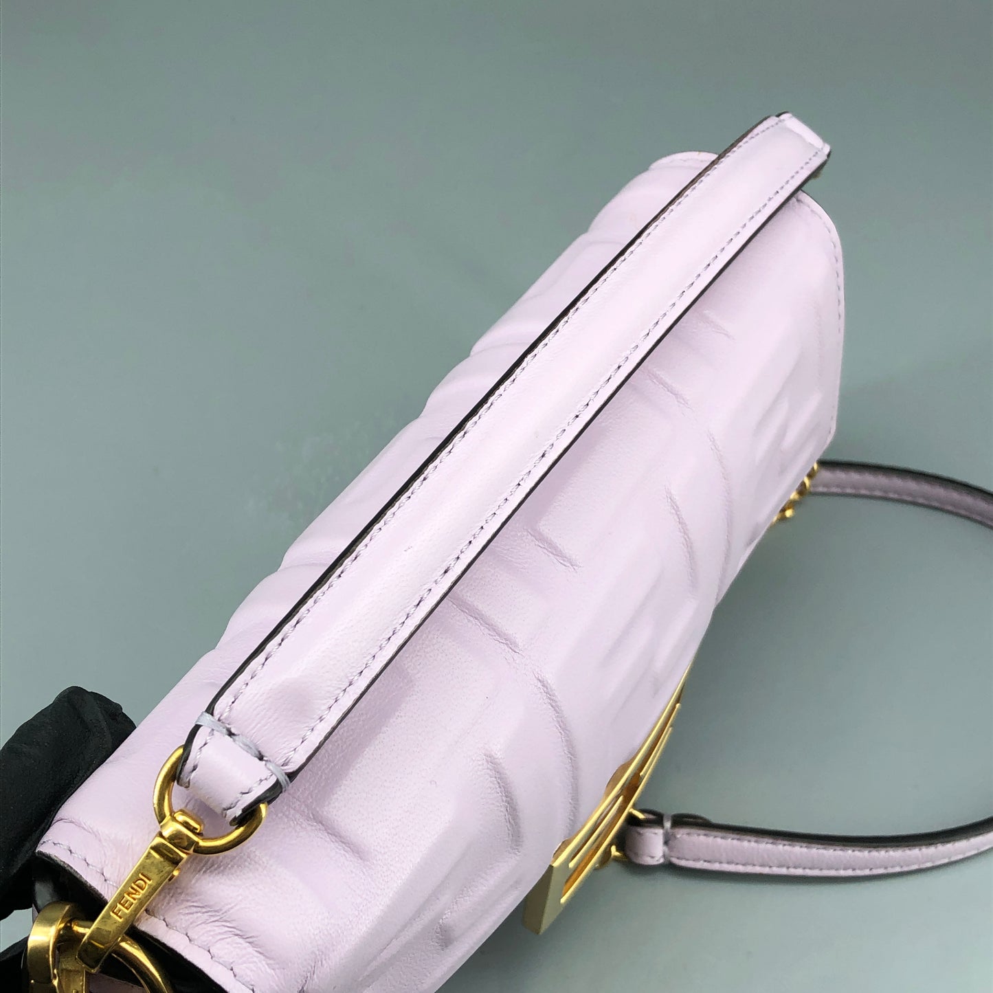 Fendi Light Purple FF Embossed Baguette Shoulder Bag