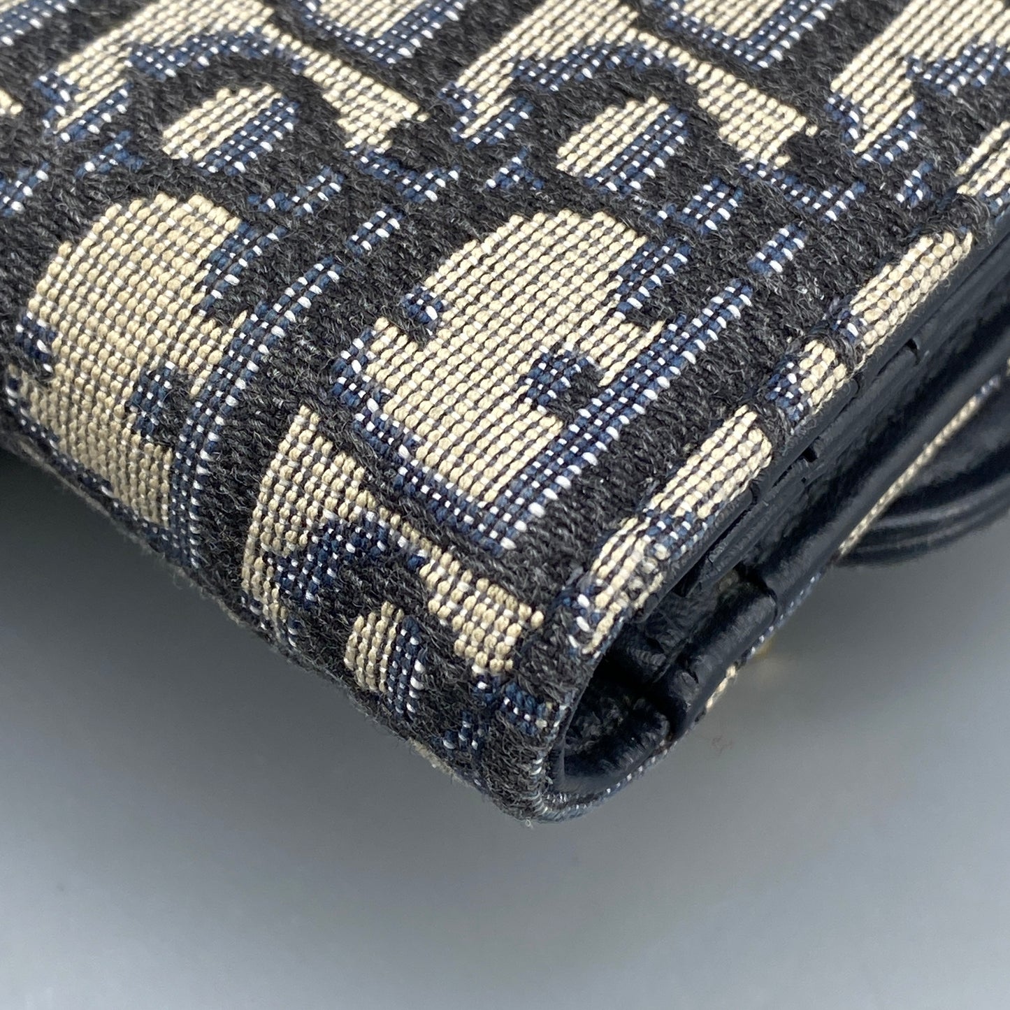 Christian Dior Oblique Saddle Compact Wallet Navy/Grey