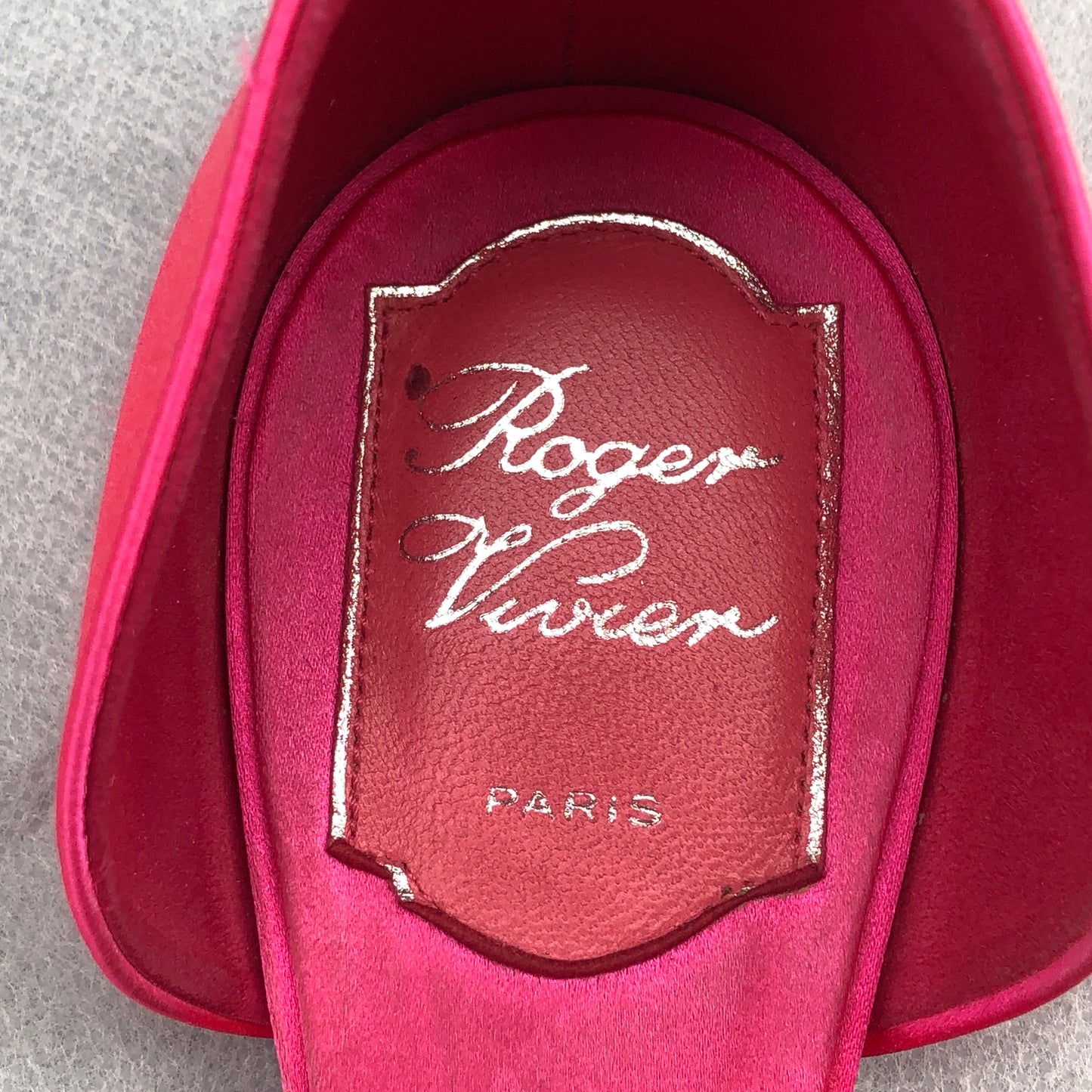 Roger Vivier Hot Pink Satin Crystal Square Buckle D'Orsay Flat Shoes 37