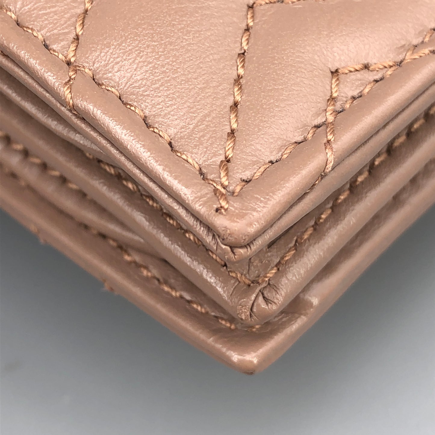 Gucci GG Marmont Chevron Quilted Compact Bifold Wallet Dirty Pink