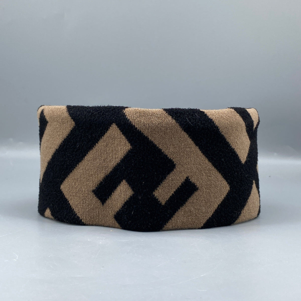 FENDI FF Knit Headband Brown/Black Size 50.5cm