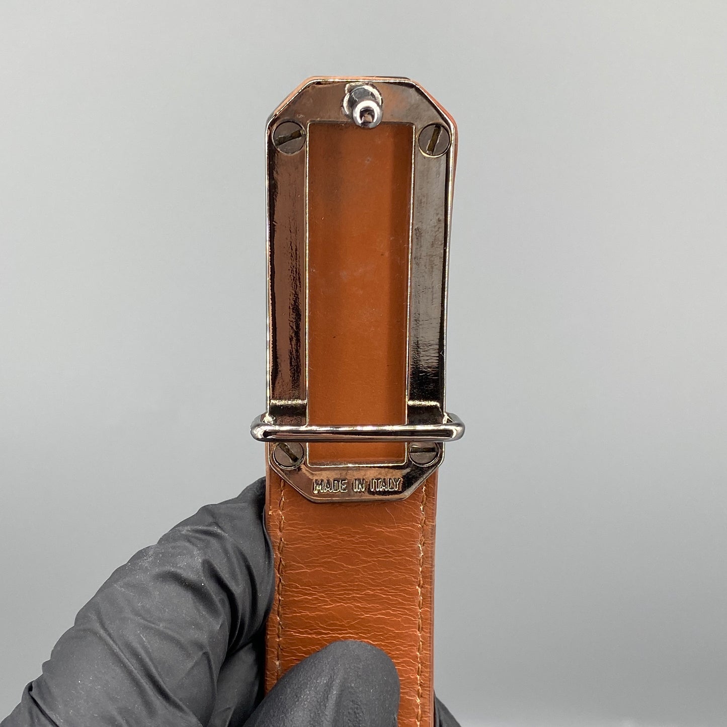 Ferragamo Caramel Embossed Leather Pin Buckle Belt 95cm