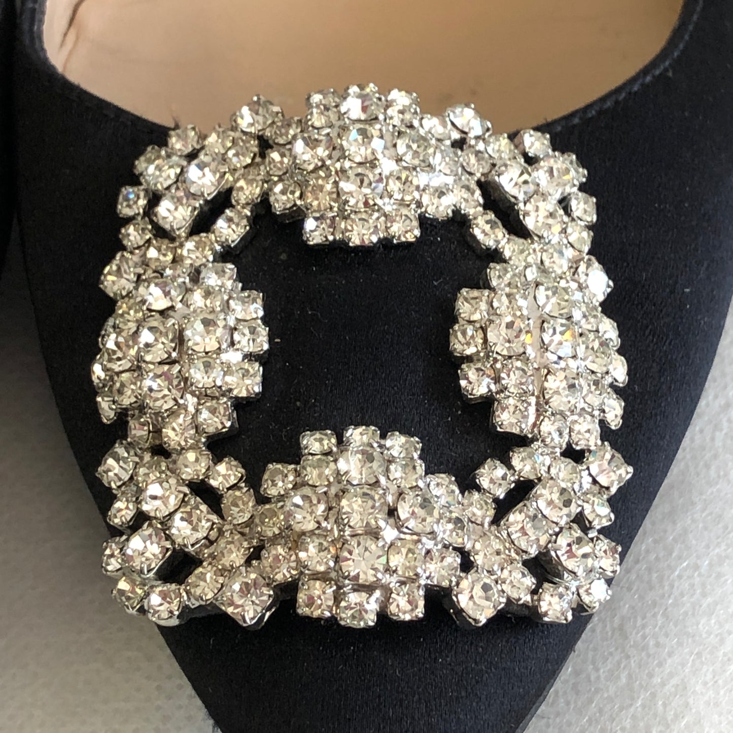 Manolo Blahnik Black Crystal Buckle Flat Shoes size 36