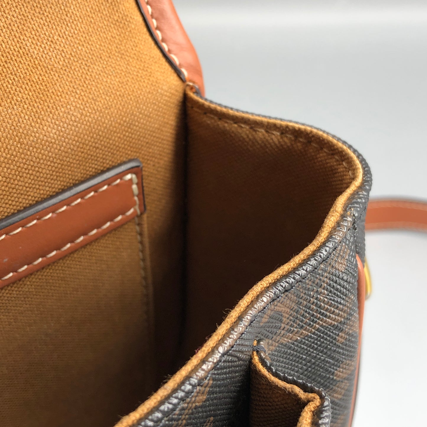Celine Triomphe Canvas Medium Folco Crossbody Bag Dark Brown