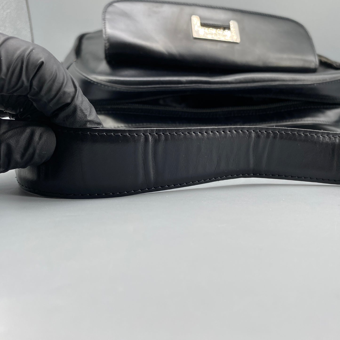 Yves Saint Laurent Black Smooth Leather Square Flap Shoulder Camera Bag