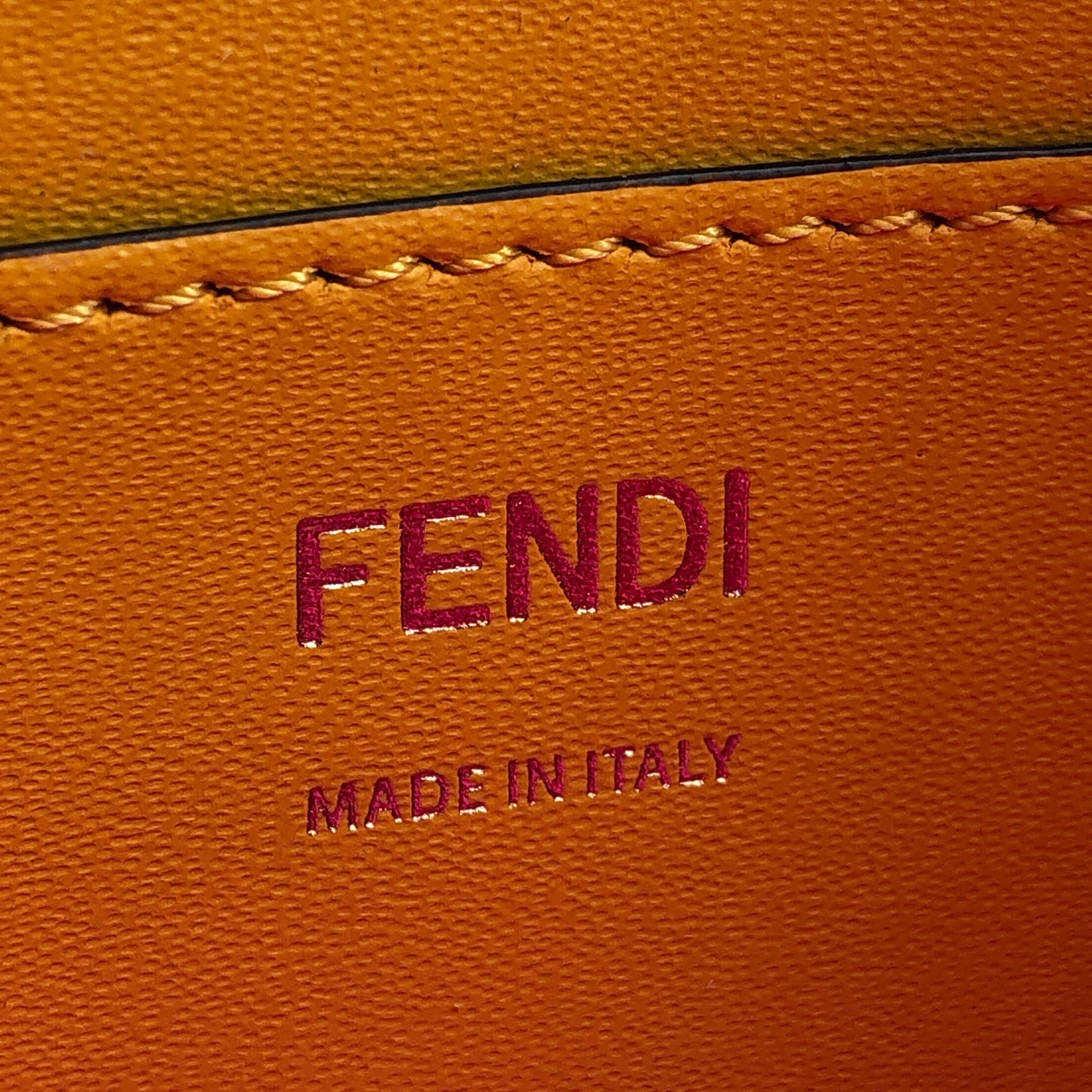 Fendi FF Vertigo Print Leather Baguette Shoulder Bag Yellow