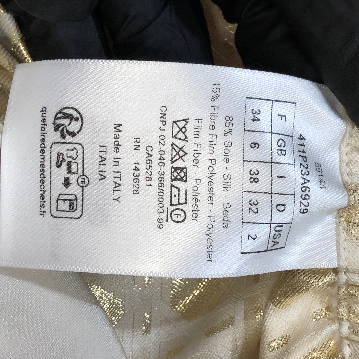Christian Dior Gold & Beige Two Piece Shirt Wide Leg Pant Set